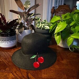 Steve Madden Black Hat with Cherry Design